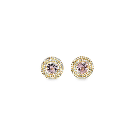 14KT YELLOW GOLD PINK TOURMALINE AND DIAMONDS EARRING