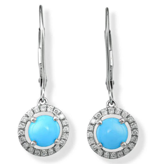 14KT. DIAMOND/TURQUOISE EARRINGS