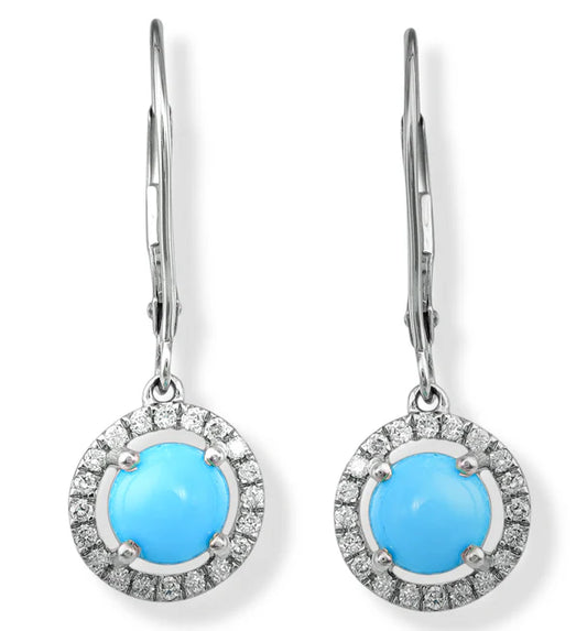 14KT. DIAMOND/TURQUOISE EARRINGS