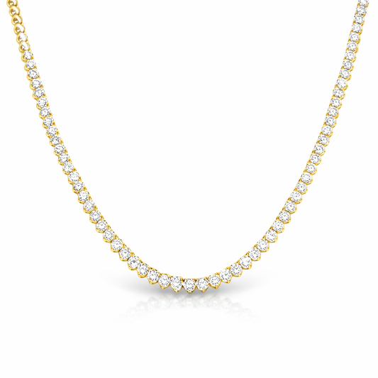 14KT GOLD DIAMOND 3 PRONG TENNIS NECKLACE (5.00 CTS)