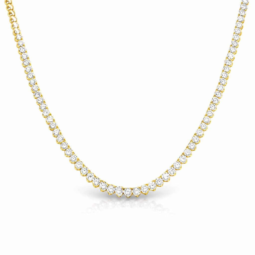 14KT GOLD CHAMPAGNE DIAMOND 3 PRONG TENNIS NECKLACE (7.00 CTS)