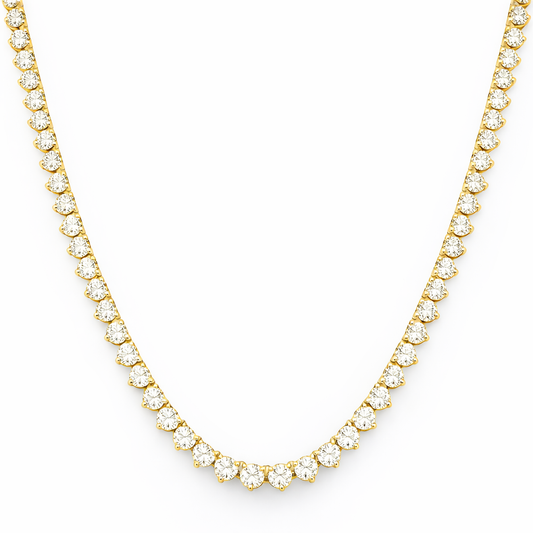 14KT GOLD DIAMOND 3 PRONG TENNIS NECKLACE (10.00 CTS)