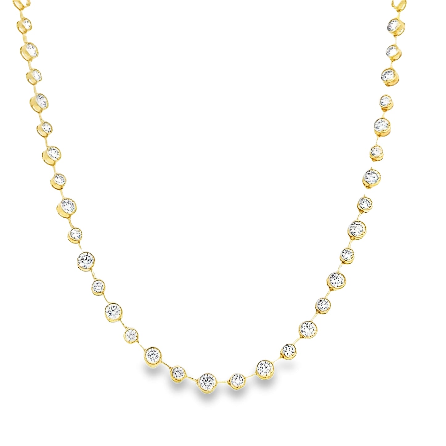 14KT GOLD STATION DIAMOND BEZEL TENNIS NECKLACE (4.50 CTS)