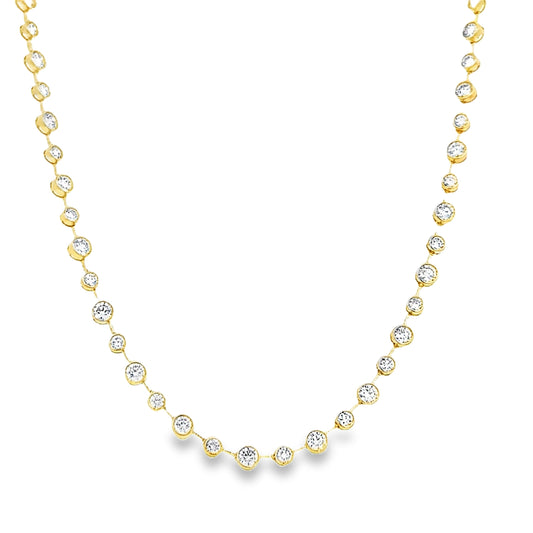 14KT GOLD STATION DIAMOND BEZEL TENNIS NECKLACE (3.50 CTS)