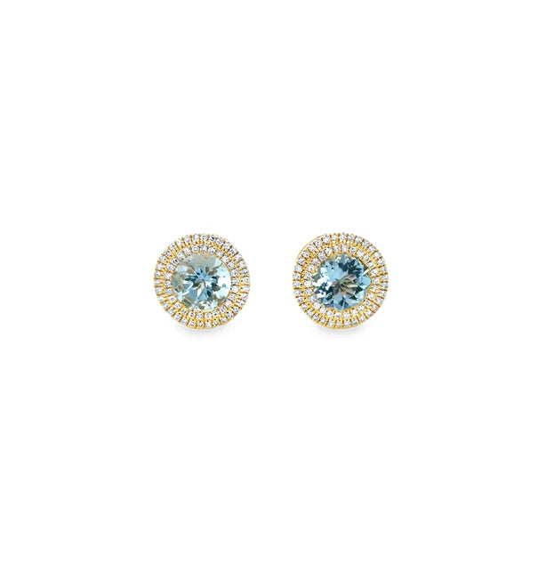 14KT WHITE GOLD AQUAMARINE AND DIAMONDS EARRING