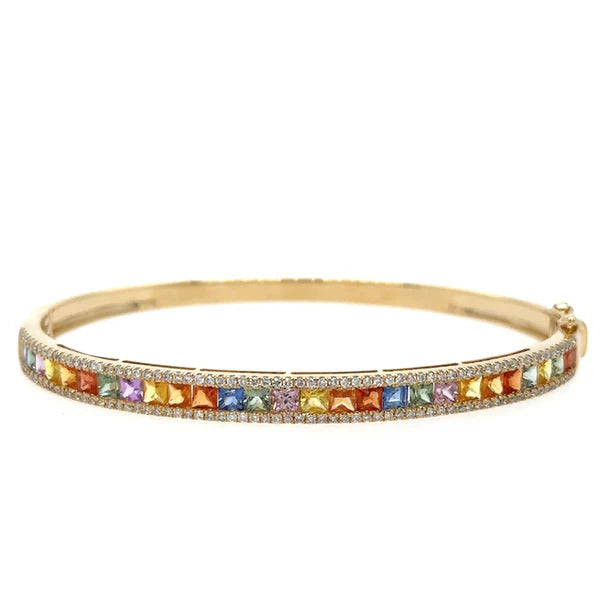 14KT DIAMOND MULTI SAPPHIRE BANGLE
