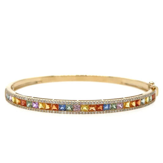 14KT DIAMOND MULTI SAPPHIRE BANGLE