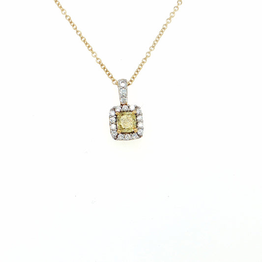 14KT YELLOW GOLD DIAMOND AND YELLOW DIAMOND NECKLACE