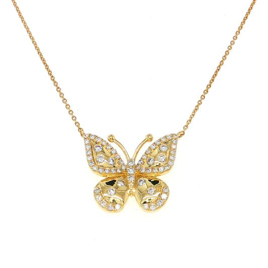 14KT YELLOW GOLD BUTTERFLY DIAMOND NECKLACE