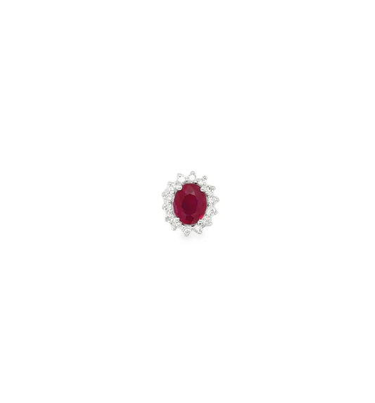 18KT WHITE GOLD DIAMOND AND RUBY PENDENT