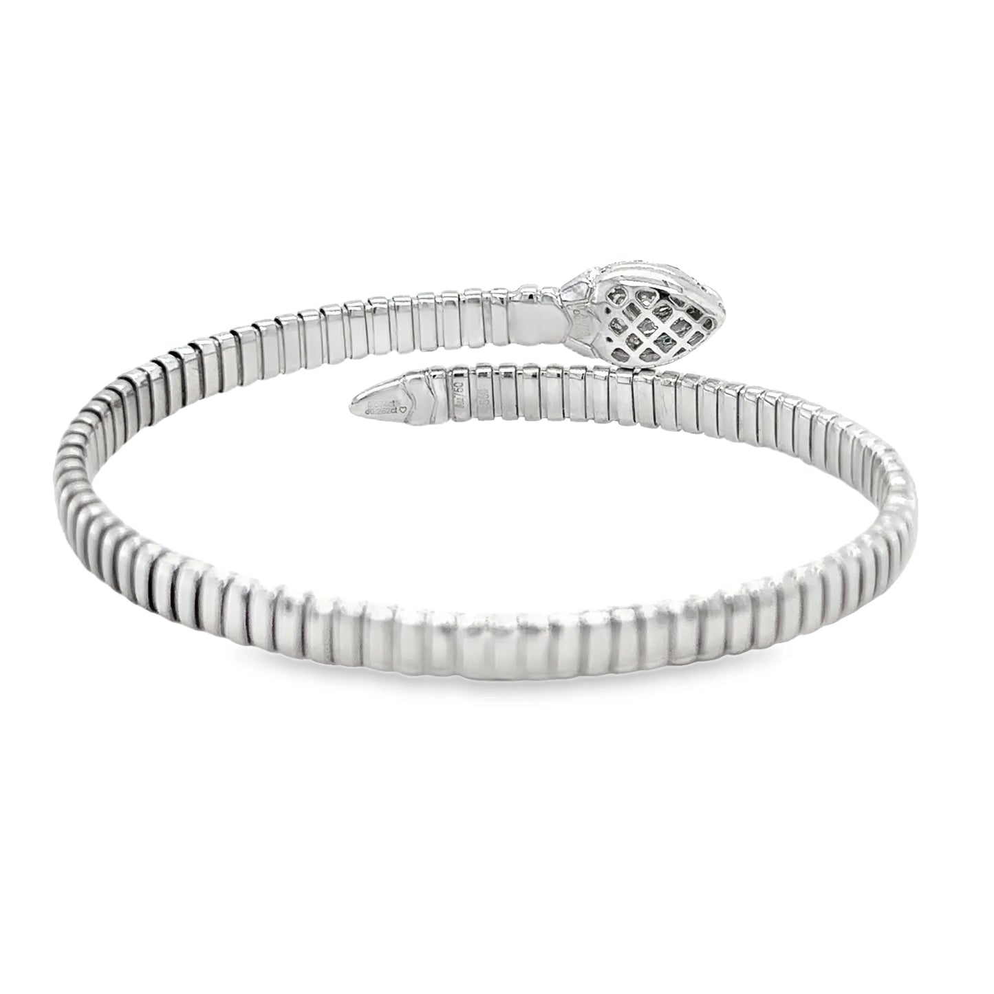 18KT WHITE GOLD EMERALD AND DIAMONDS AND YELLOW DIAMOND SNAKE BANGLE