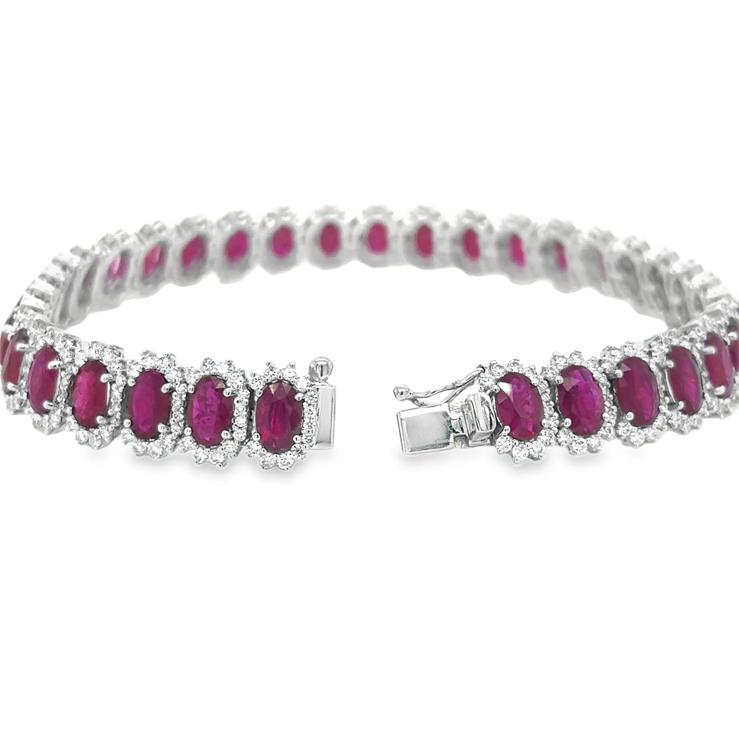 18K WHITE GOLD RUBY AND DIAMOND BRACELET