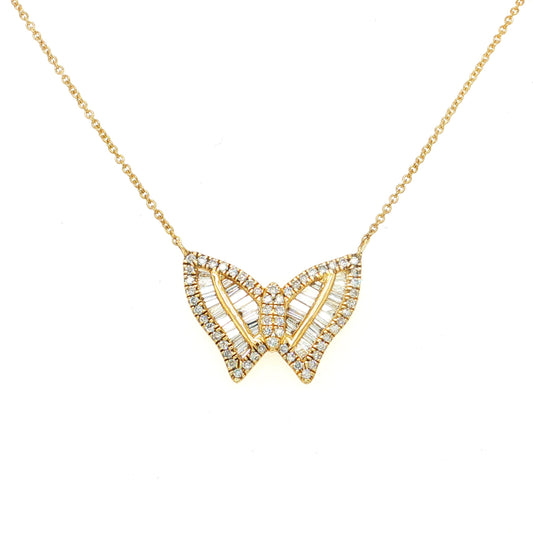 14KT YELLOW GOLD BUTTERFLY DIAMOND NECKLACE