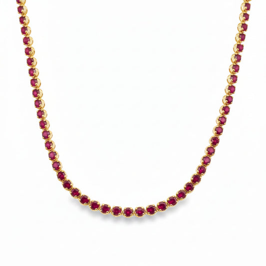14KT GOLD RUBY AND DIAMOND TENNIS NECKLACE (3.00 CTS)