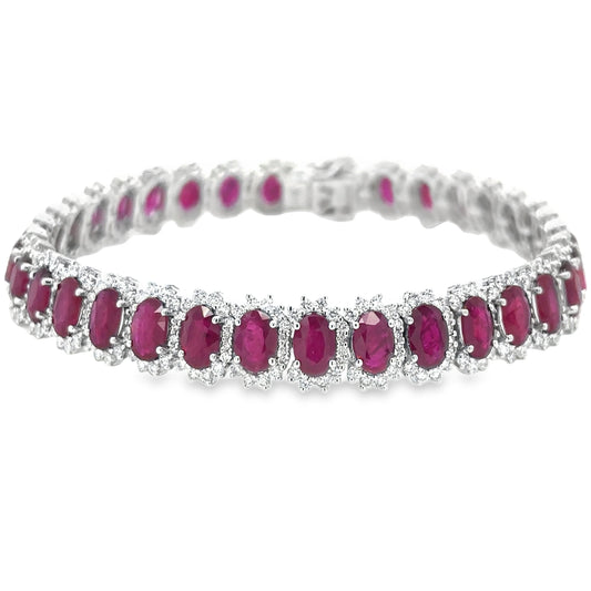 18K WHITE GOLD RUBY AND DIAMOND BRACELET