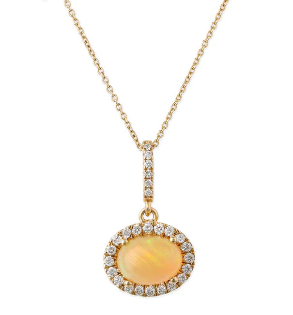 DIAMOND ETHIOPIAN OPAL OVAL SHAPE PENDANT