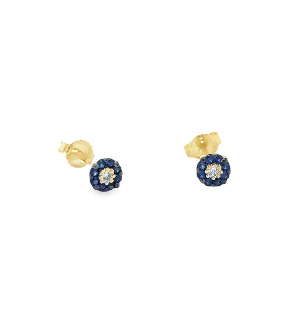 14KT YELLOW GOLD SAPPHIRE AND DIAMOND EARRING