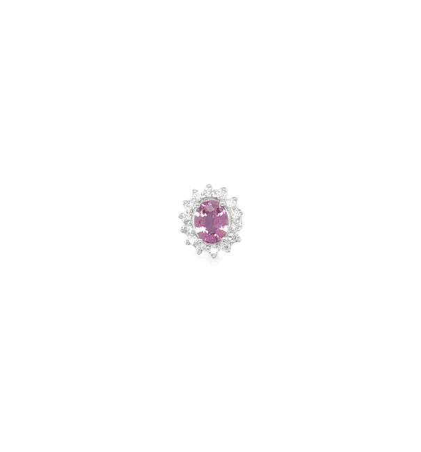 18KT WHITE GOLD DIAMOND AND PINK SAPPHIRE PENDENT