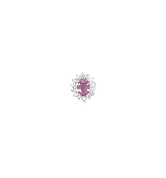 18KT WHITE GOLD DIAMOND AND PINK SAPPHIRE PENDENT
