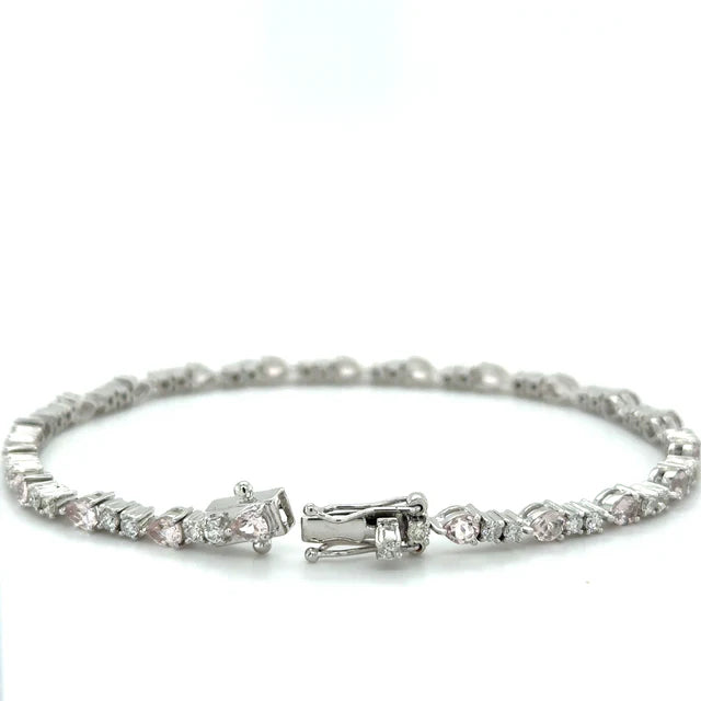 18KT WHITE GOLD MORGANITE AND DIAMONDS BRACELET