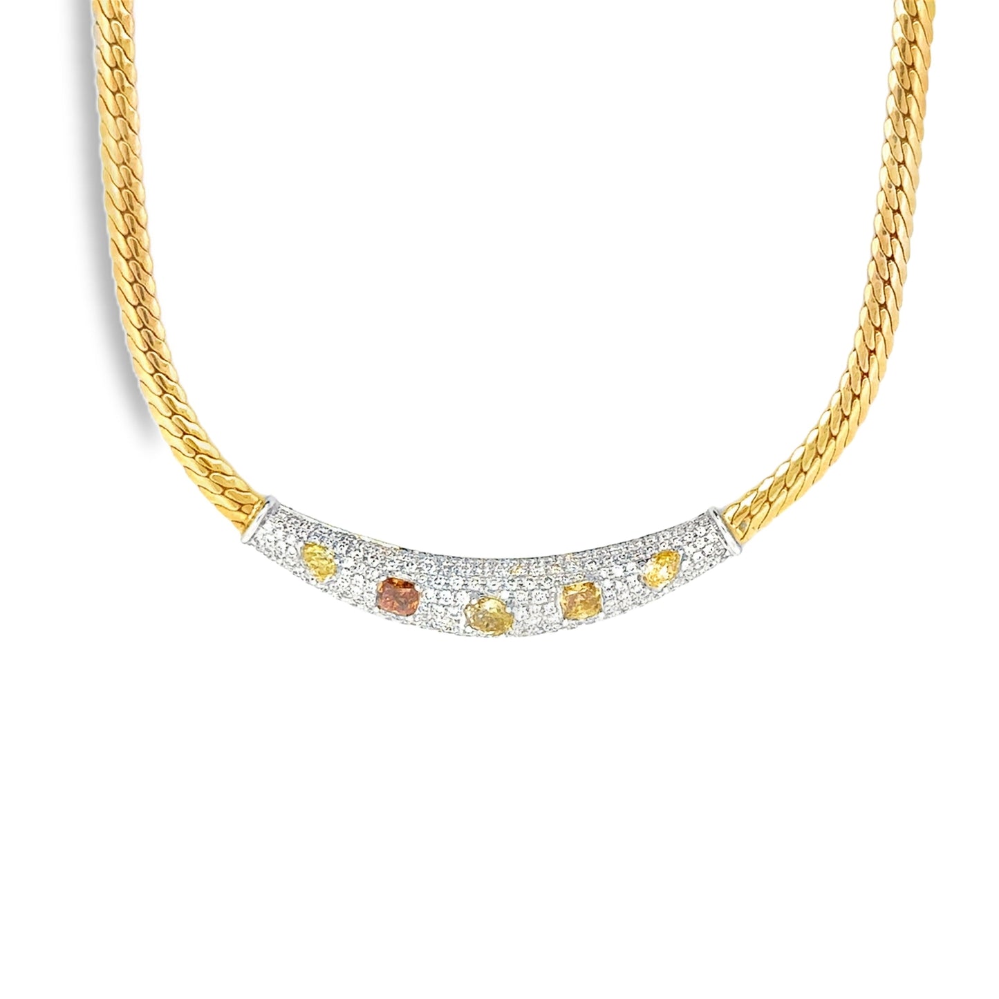 18KT GOLD MULTI SAPPHIRE AND DIAMOND NECKLACE