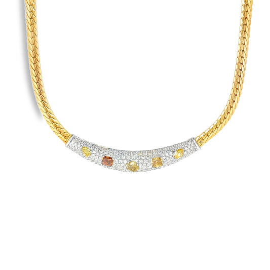 18KT GOLD MULTI SAPPHIRE AND DIAMOND NECKLACE