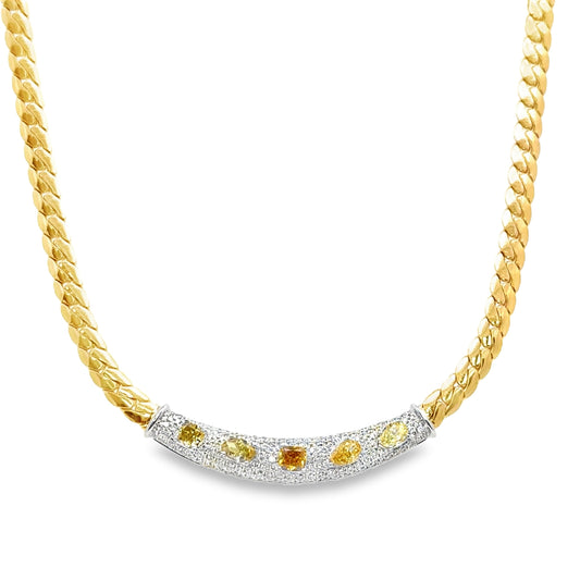 18KT GOLD MULTI SAPPHIRE AND DIAMOND NECKLACE