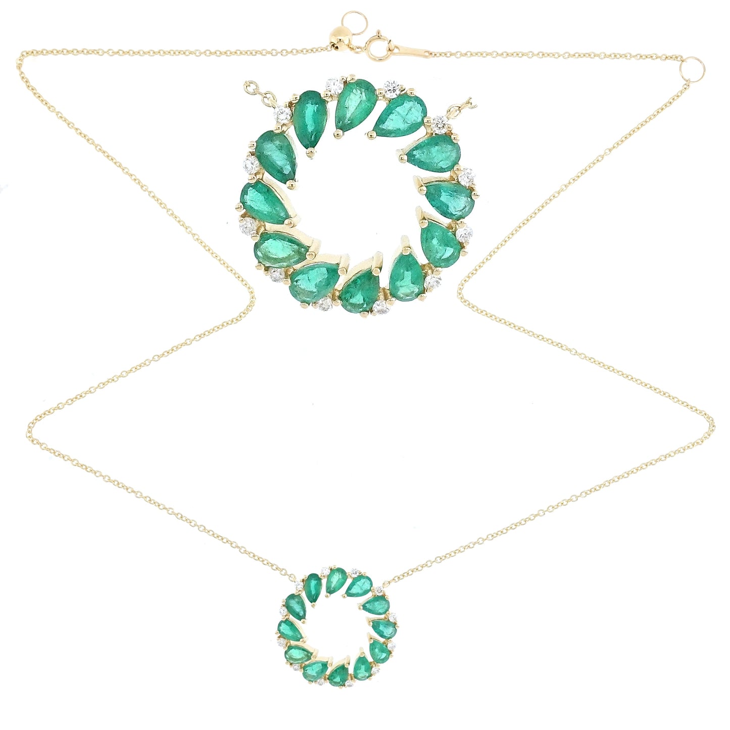 18KT GOLD EMERALD AND DIAMOND NECKLACE