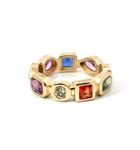14KT GOLD MULTI SAPPHIRE RING