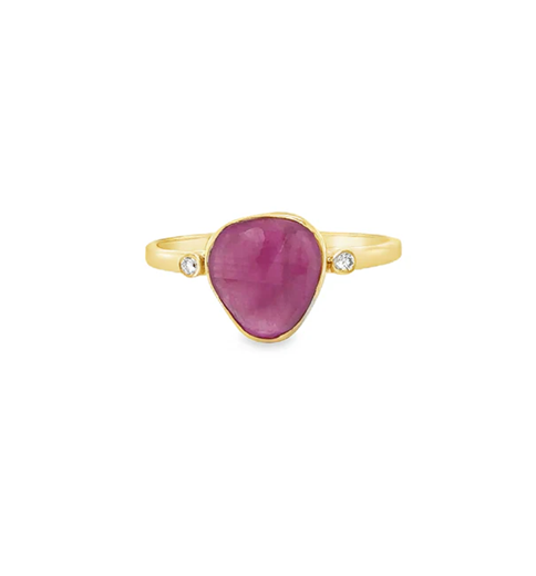 14KT GOLD RUBY RING WITH DIAMONDS