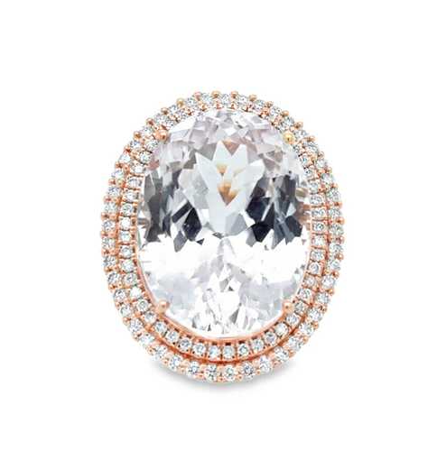 14KT ROSE GOLD KUNZITE AND DIAMONDS RING