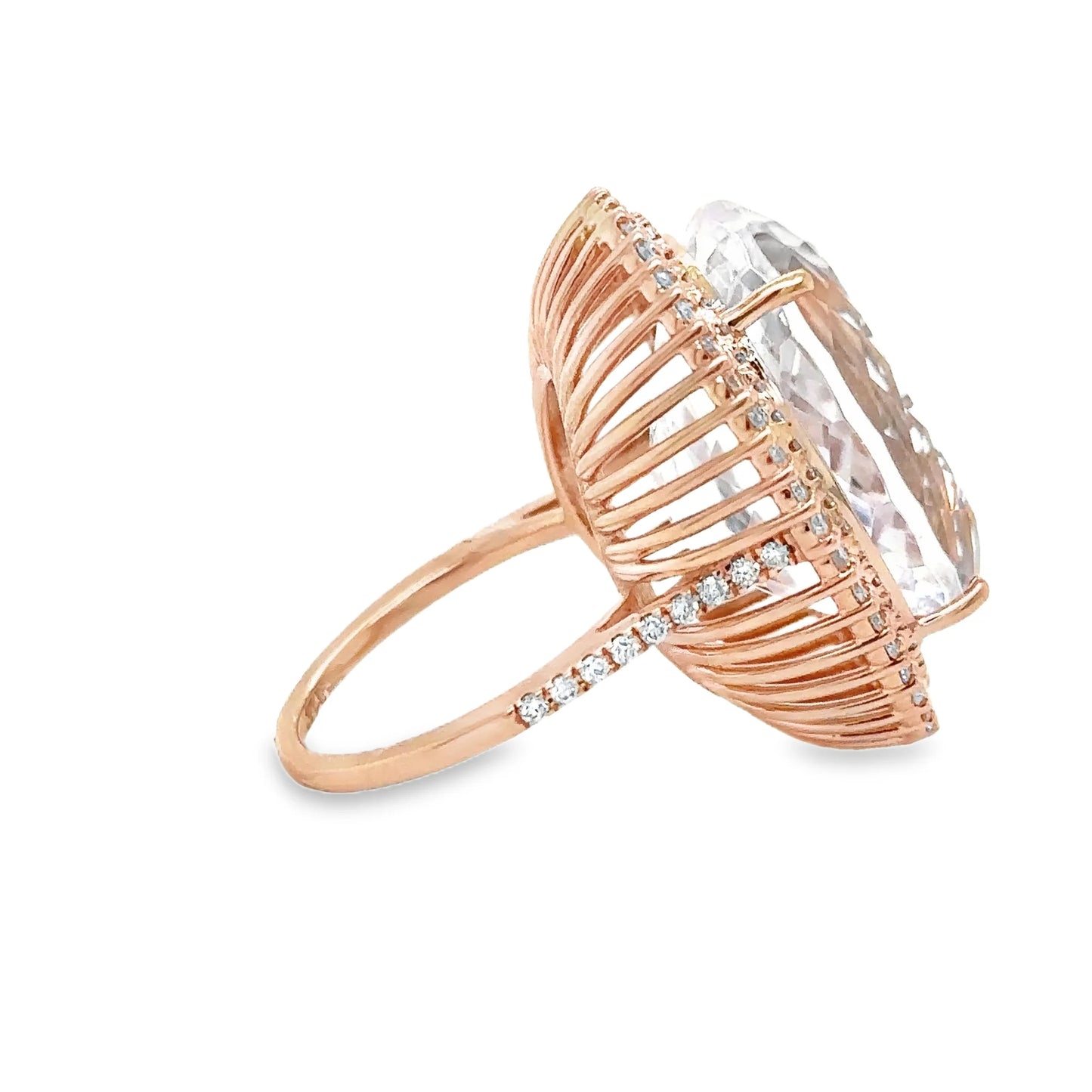 14KT ROSE GOLD KUNZITE AND DIAMONDS RING