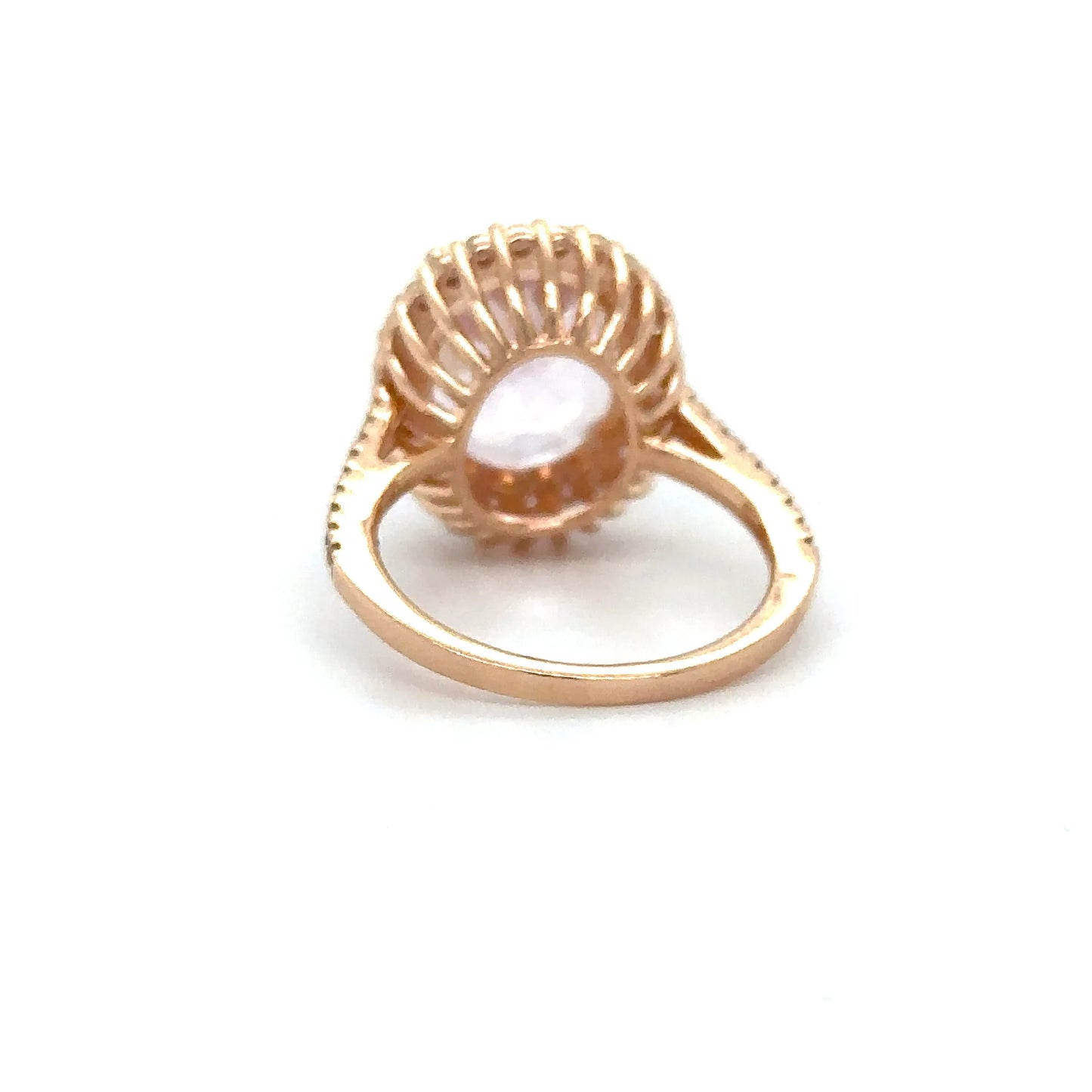 14KT ROSE GOLD KUNZITE AND DIAMONDS RING