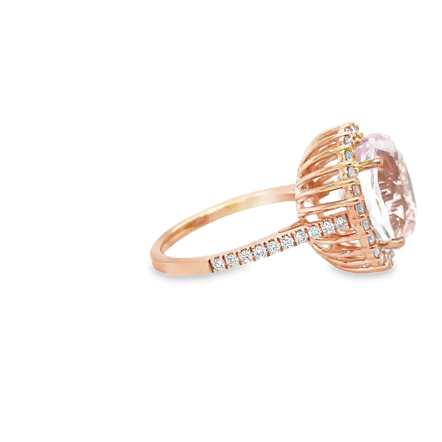 14KT ROSE GOLD KUNZITE AND DIAMONDS RING