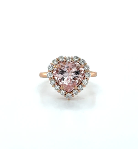 14KT ROSE GOLD MORGANITE AND DIAMONDS RING