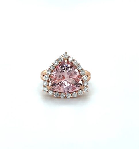 14KT ROSE GOLD MORGANITE AND DIAMONDS RING