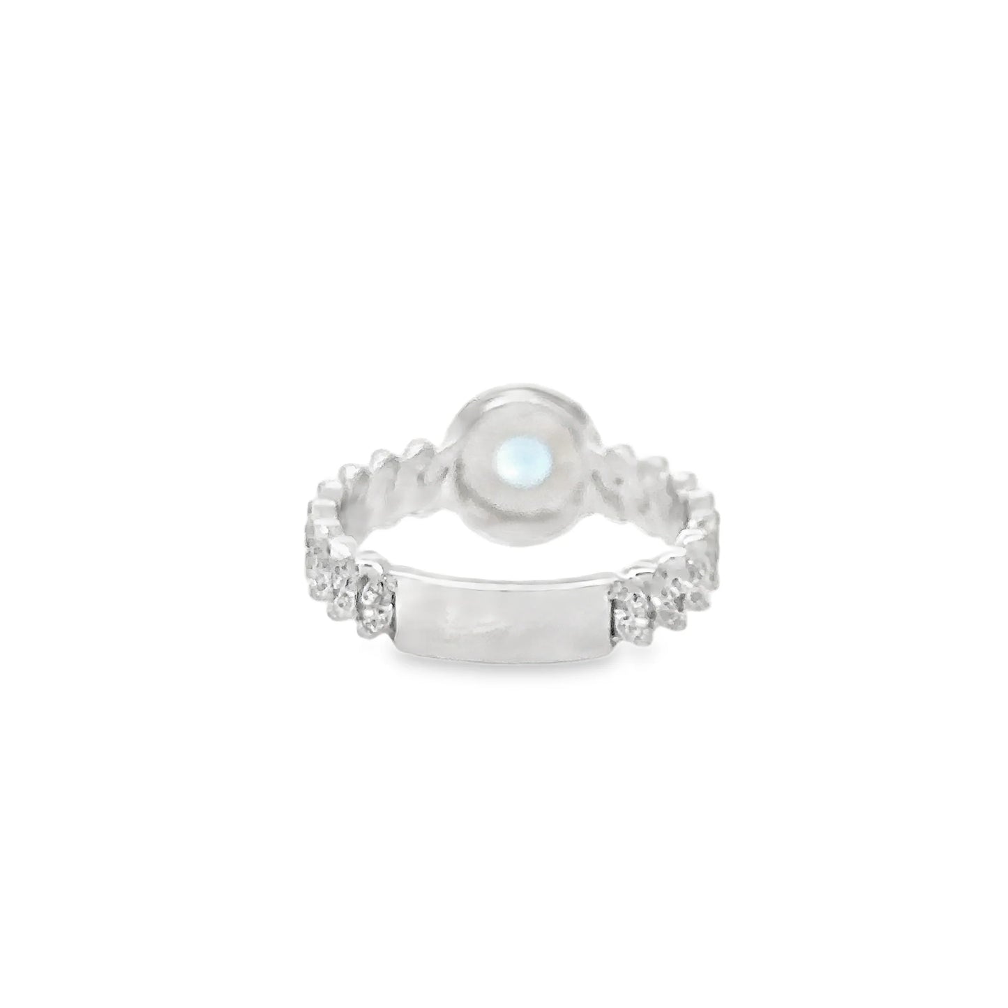 14KT WHITE GOLD AQUAMARINE AND DIAMONDS RING