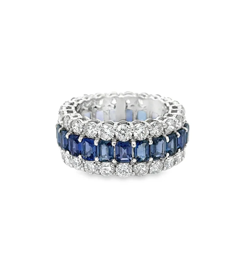 14KT WHITE GOLD BLUE SAPPHIRE DIAMOND RING