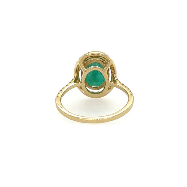YELLOW GOLD EMERALD RING WITH DIAMONDS