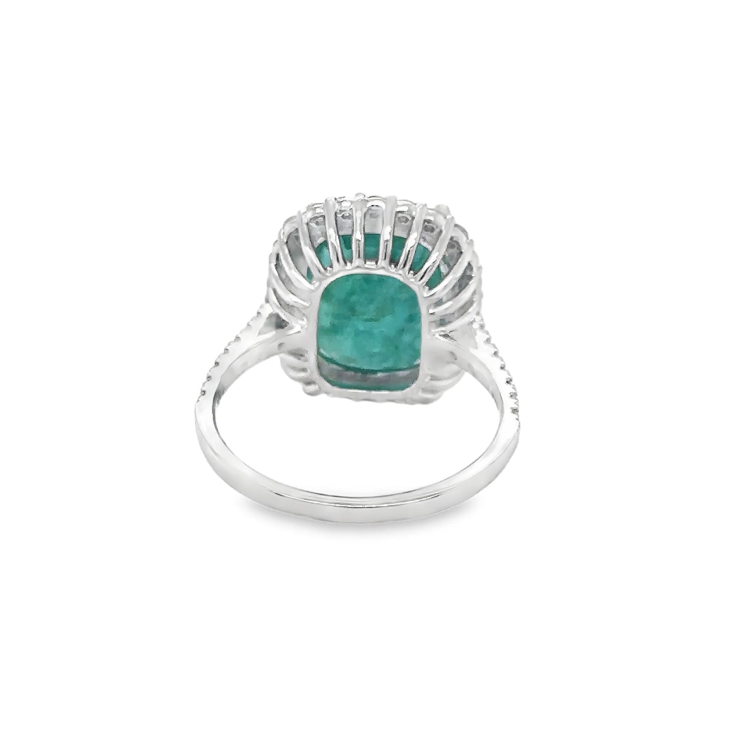 14KT WHITE GOLD EMERALD AND DIAMONDS RING