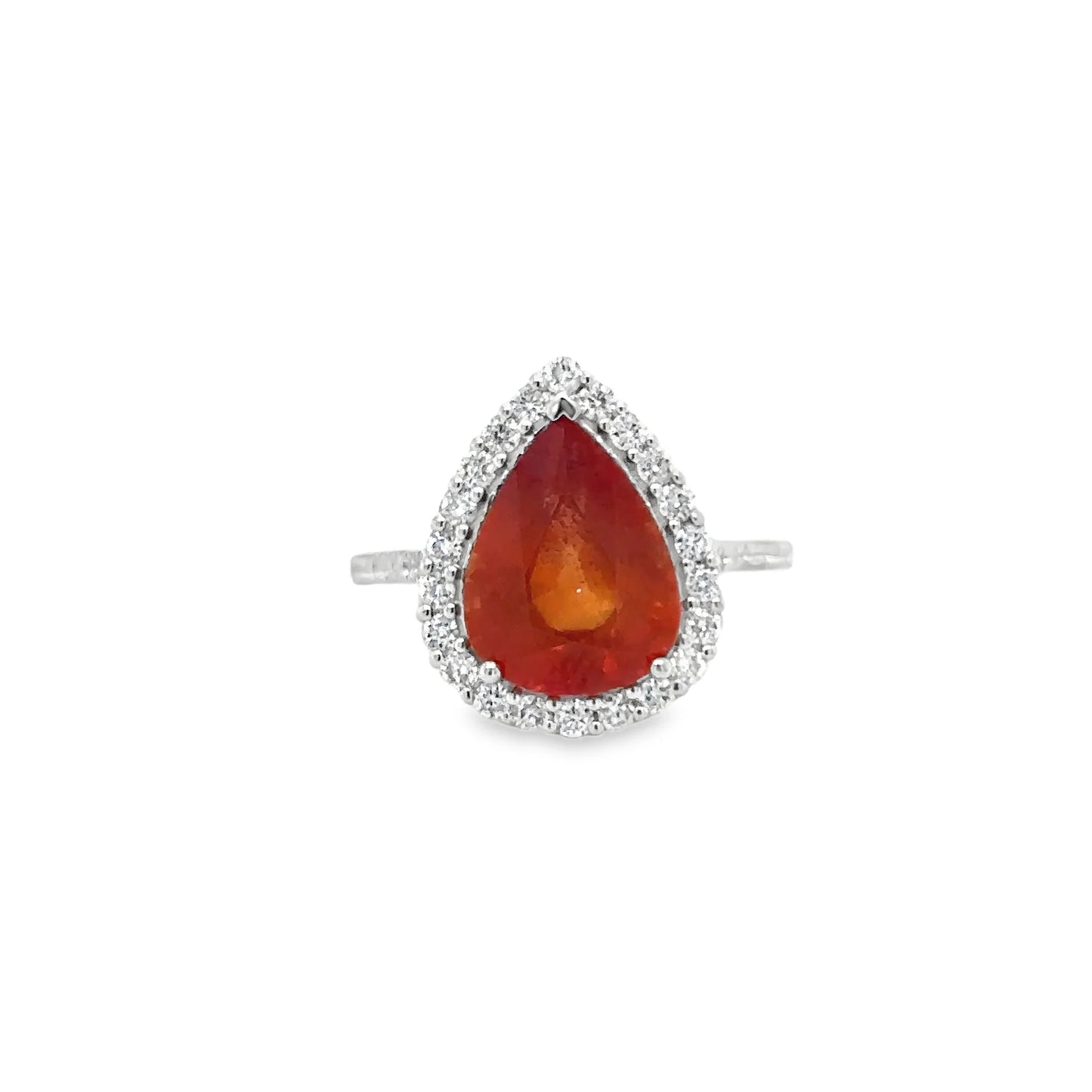 14KT WHITE GOLD ORANGE SAPPHIRE AND DIAMONDS RING