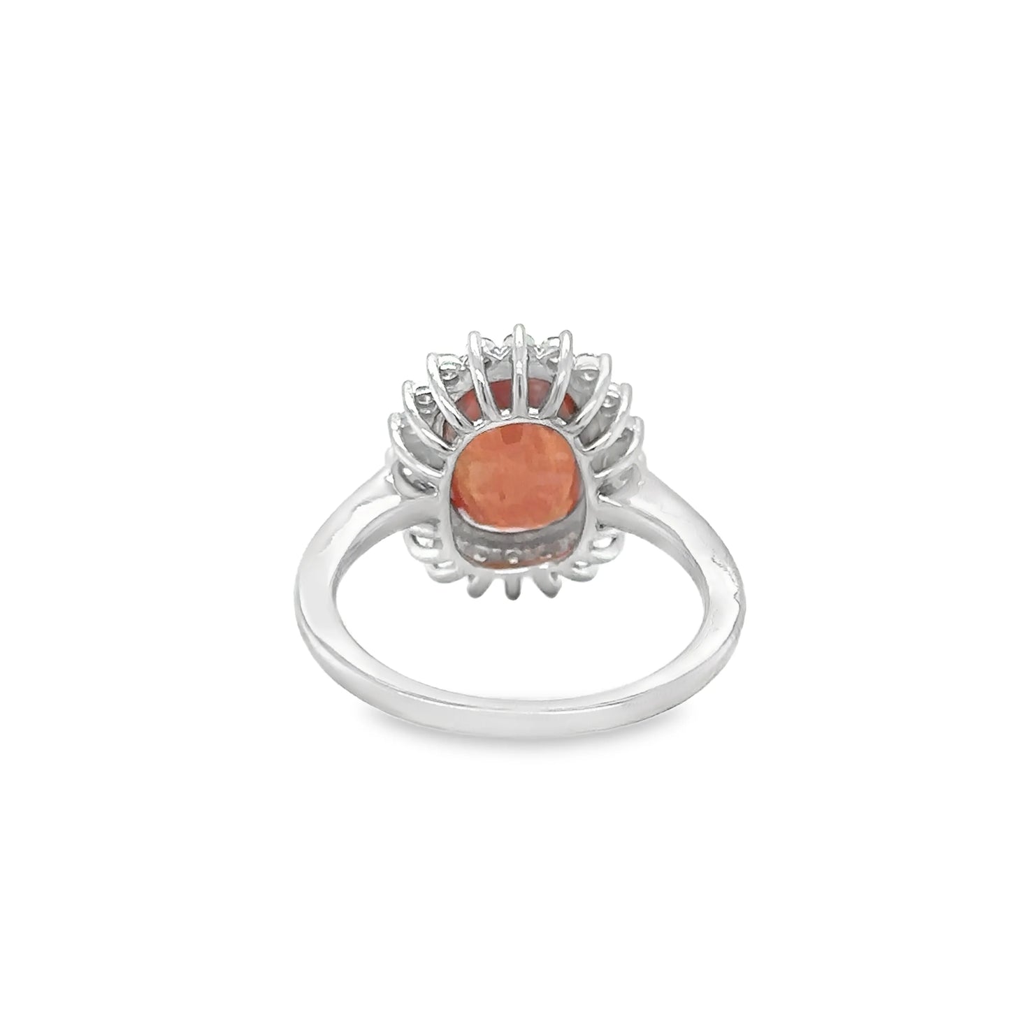 14KT WHITE GOLD ORANGE SAPPHIRE AND DIAMONDS RING