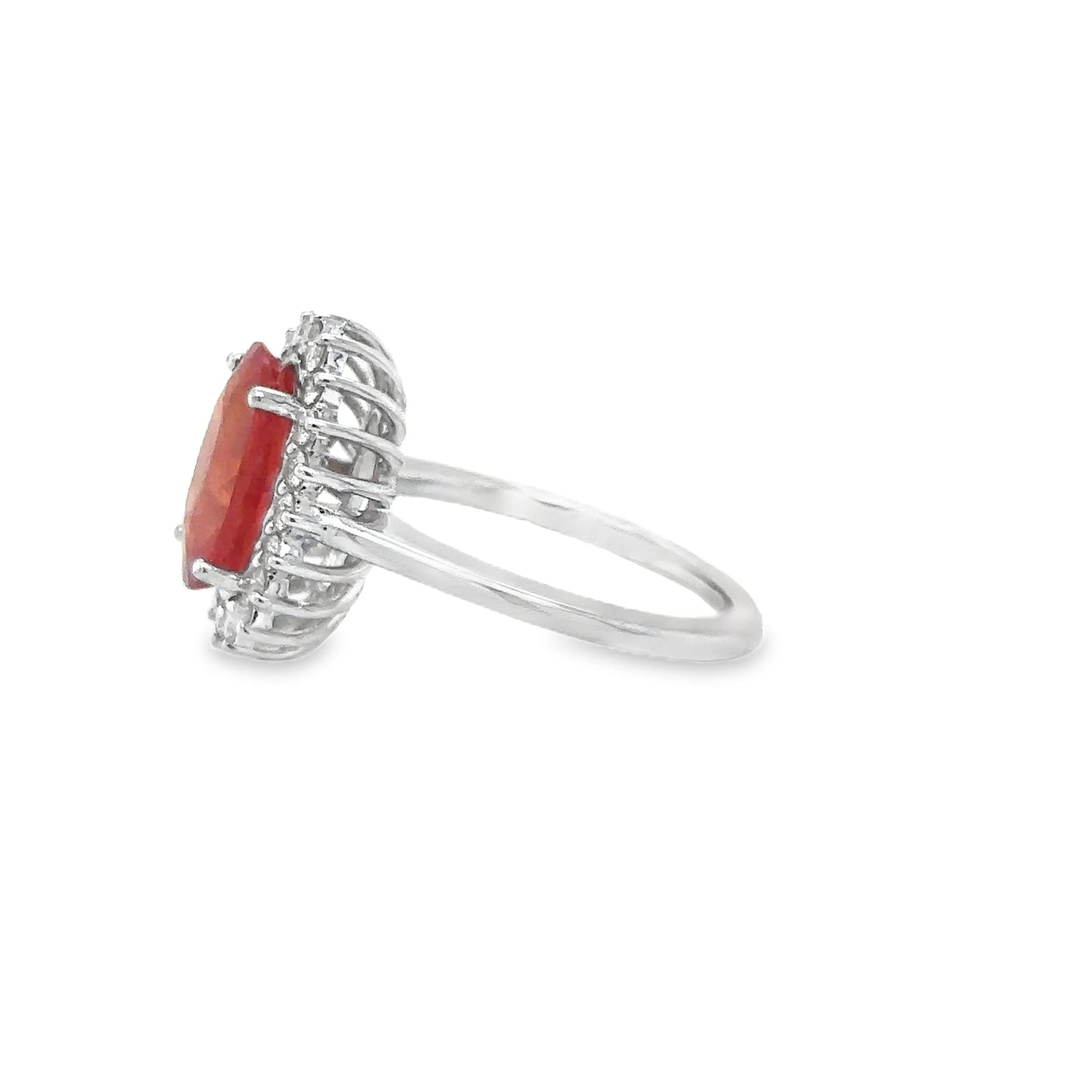 14KT WHITE GOLD ORANGE SAPPHIRE AND DIAMONDS RING