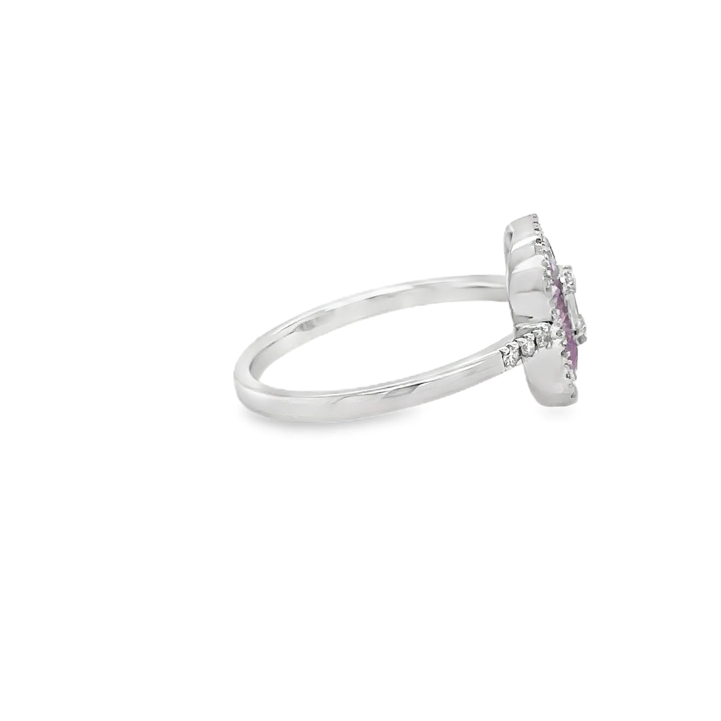 14KT WHITE GOLD PINK SAPPHIRE AND DIAMONDS RING