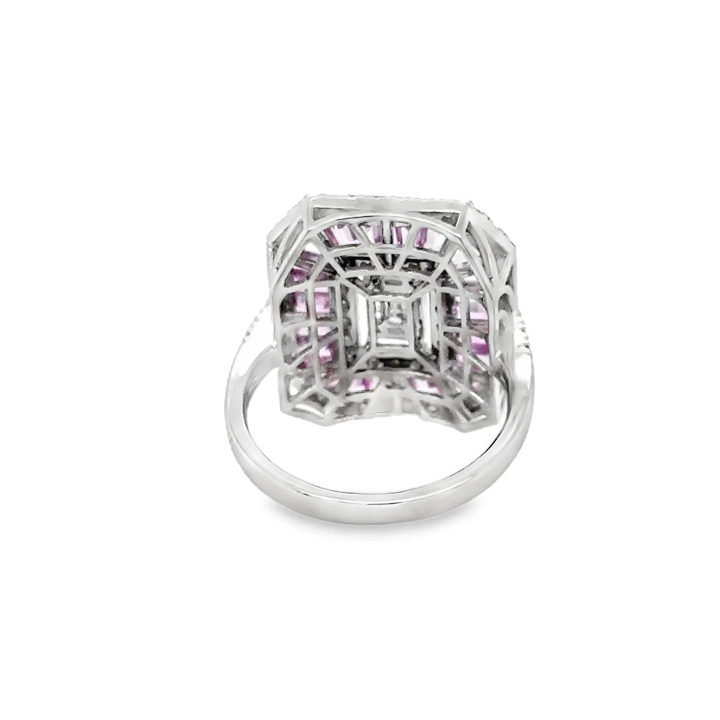 14KT WHITE GOLD PINK SAPPHIRE AND DIAMONDS RING