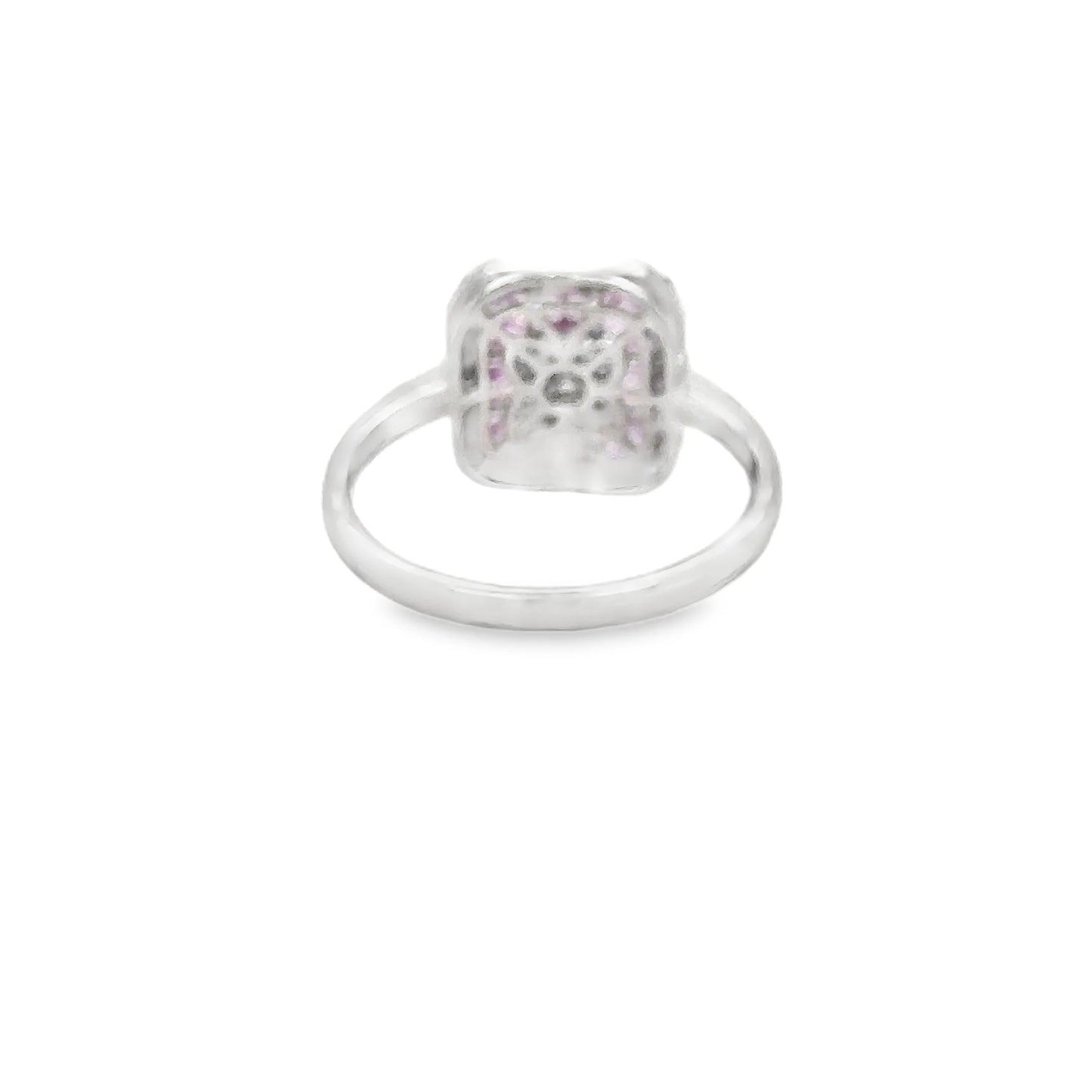 14KT WHITE GOLD PINK SAPPHIRE AND DIAMONDS RING