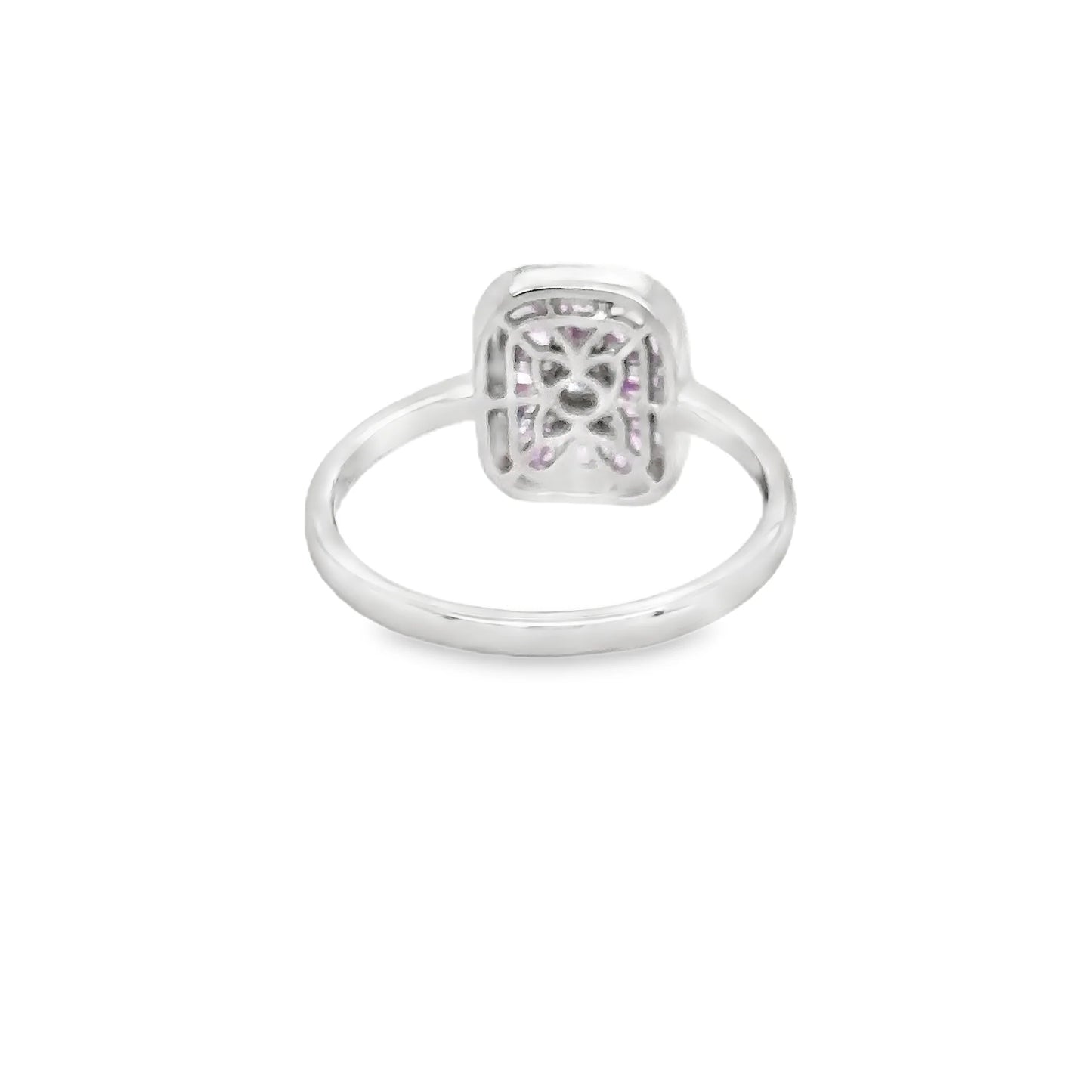 14KT WHITE GOLD PINK SAPPHIRE AND DIAMONDS RING