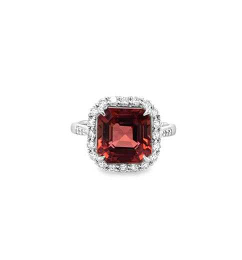 14KT WHITE GOLD PINK TOURMALINE AND DIAMONDS RING