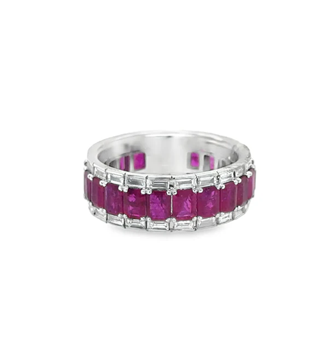 14KT WHITE GOLD RUBY AND DIAMONDS RING