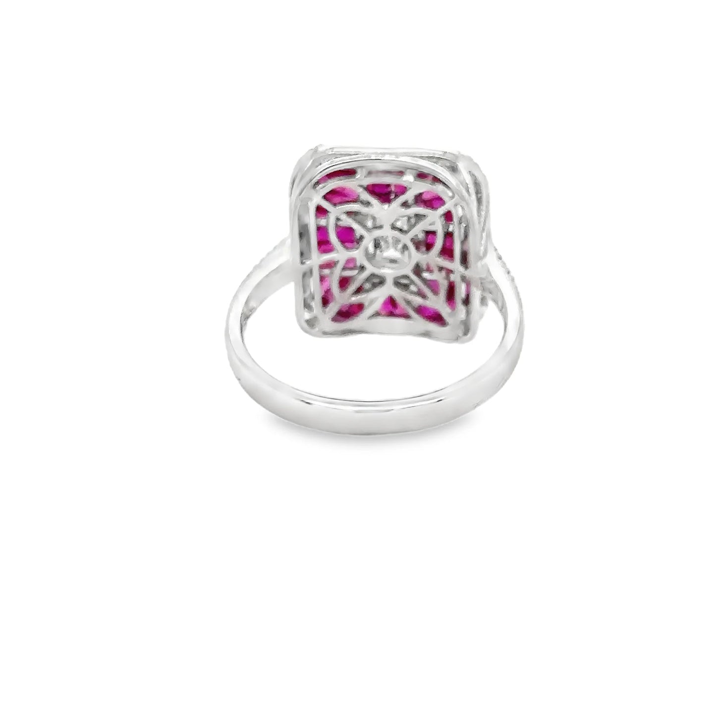 14KT WHITE GOLD RUBY AND DIAMONDS RING